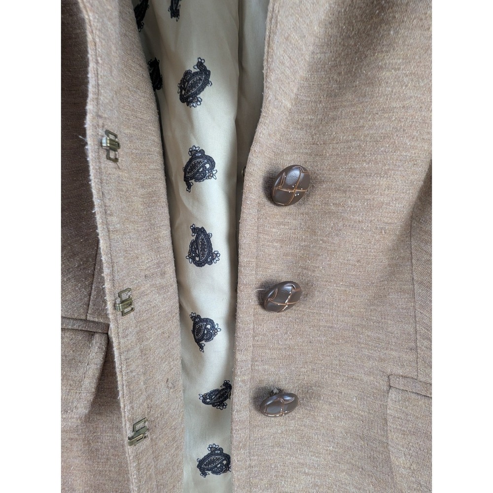 The Limited Tan Heathered Double Breasted Blazer Paisley Lining Small - Picture 5 of 10